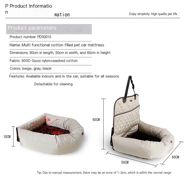 New Multifunctional Pet Car Bed with Thick Cushion 6
